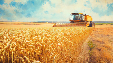 Obraz premium Loading wheat grain at an agricultural plant during harvest