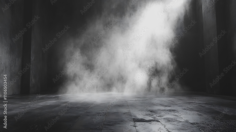 Poster texture dark concrete floor with mist or fog for product display montage design