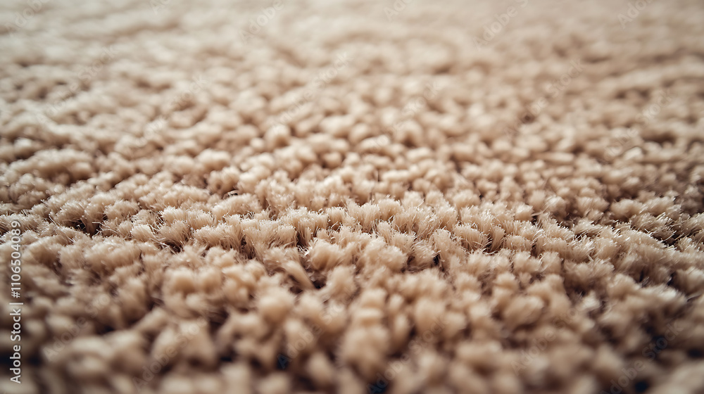 Poster close up of monochrome beige or brown carpet texture background from above, texture tight weave carp