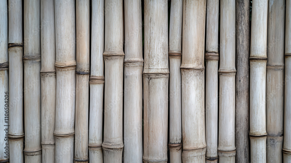 Aufkleber light background of wood texture simple pattern, close-up tropical bamboo wall texture background, f