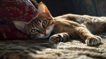 Adorable Ashera Kitten Relaxing on a Soft Surface