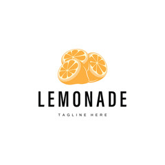 lemon logo design fresh lemon fruit with lemonade plant illustration template