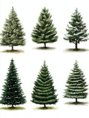 Obraz premium christmas trees, all diferent style and type, high quality, neutral tones, plain and white background