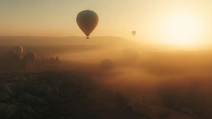 Fototapeta premium Stunning Sunrise with Hot Air Balloons in the Sky