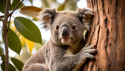 Adorable Koala Bear in its Natural Habitat: A Close-Up Portrait of an Australian Icon