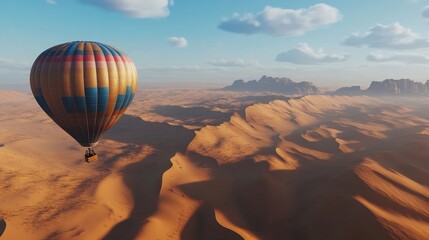 Obraz premium Colorful Hot Air Balloon Over Scenic Desert Landscape
