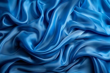Obraz premium Photo of Blue silk fabric drapery material. Background texture for backdrops or mapping