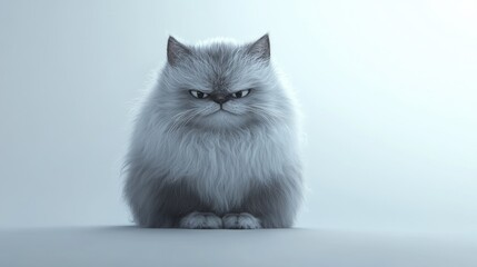 Fototapeta premium Fluffy Cat with Droopy Ears and Sorrowful Expression