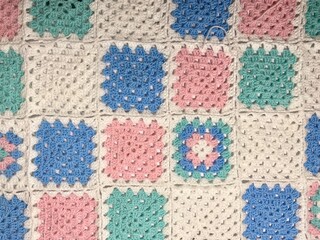 Crochet granny squares samples multicolor different colors photo handmade craft hobby