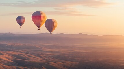 Obraz premium Colorful Hot Air Balloons Over Scenic Landscape