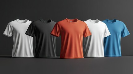 High-Quality Mockup of T-Shirts in Various Colors
