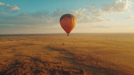 Naklejka premium Hot Air Balloon Rising Above Masai Mara Landscape