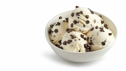 Obraz premium Highly Detailed and Realistic Photo of a Bowl of Chocolate Chip Ice Cream 