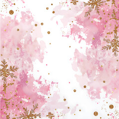 Delicate pink and gold abstract design with snowflake accents for stylish decor, digital art of abstract design concept.