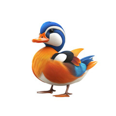 Obraz premium Adorable Cartoon Mandarin Duck Illustration