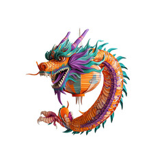 Naklejka premium Vibrant Paper Art Chinese Dragon with Lantern