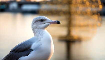 Obraz premium A harmonious blend of gold and nature with serene bird on the riverside