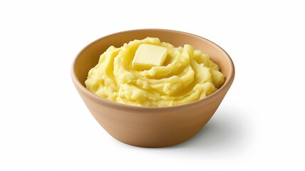 Creamy mashed potatoes with butter in a rustic bowl
