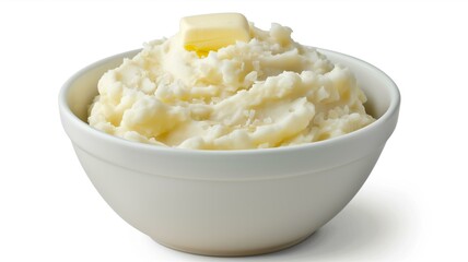 Creamy mashed potatoes with butter in a rustic bowl
