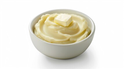 Creamy mashed potatoes with butter in a rustic bowl
