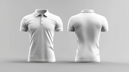 Plain White Polo Shirt Mockup Displayed Front and Back View on a Neutral Background for Apparel Presentation and Online Retail Use