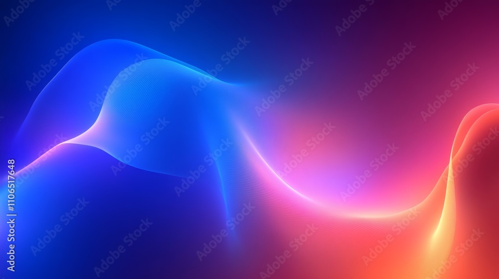 Fototapete abstract neon digital render with colorful flowing shapes and gradient light background