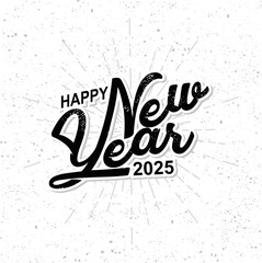 Fototapeta premium Hand drawn of Happy New Year 2025. Holiday Vector Illustration With Lettering and Composition 