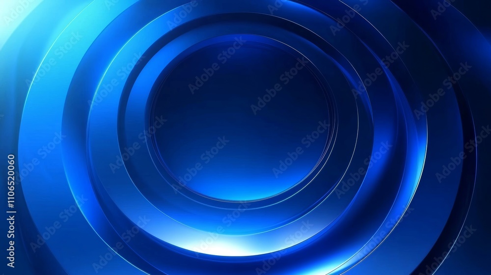 Aufkleber abstract three-dimensional blue circles and gradient background with central copy space and spiral d