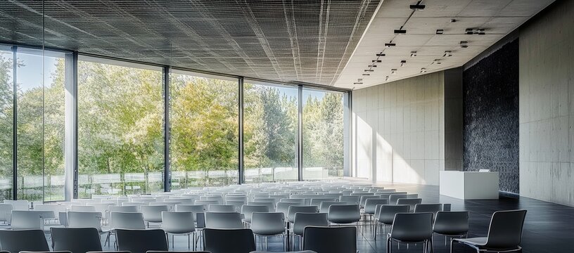 Modern Conference Room with Minimalist Design and White Chairs