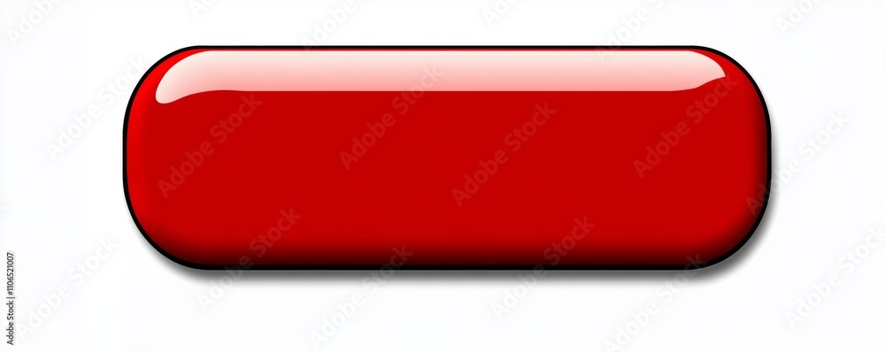 Aufkleber Red Rounded Corner Button Simple 3D Design Minimalist Graphic Element