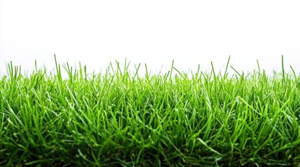 Fototapeta premium Fresh Green Grass with Vibrant Textures Against Soft White Background Offering a Serene and Natural Aesthetic for Various Design Projects and Publications