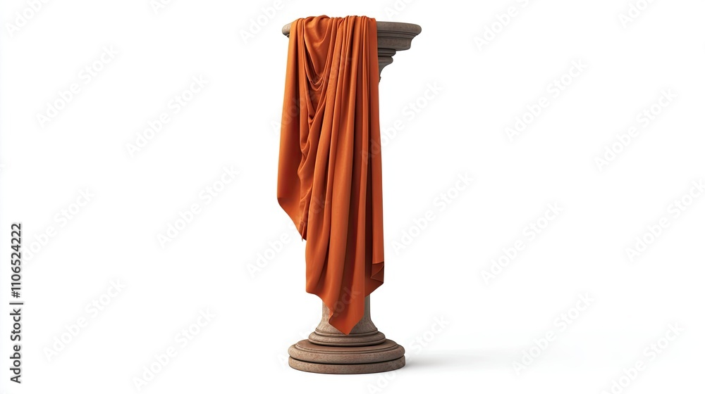 Poster elegant draped fabric on classical stone column display base