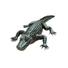 Naklejka premium Green Alligator Statue, Detailed Reptile Sculpture, Exotic Animal Decor