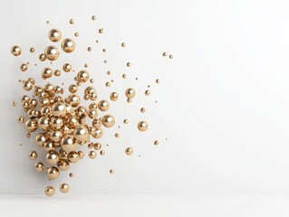 Golden ball drop event minimalistic white background 3d illustration studio environment upward...