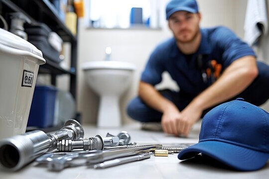 bathroom plumbing repair plumber in action with tools and pipes installation and maintenance service