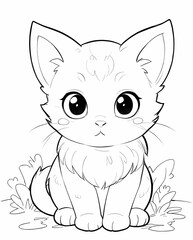 Fototapeta premium Fun Kitty Drawing with Easy Line Art for Kids to Color and Enjoy Their Imagination Coloring Page