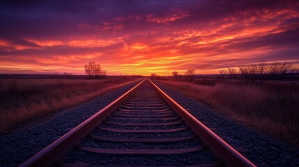 Obraz premium Sunset over Train Tracks