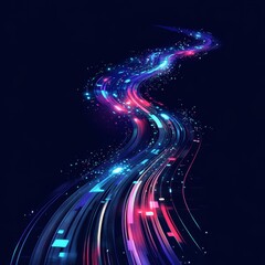 Obraz premium Colorful Flowing Light Trails on Dark Background in Abstract Style