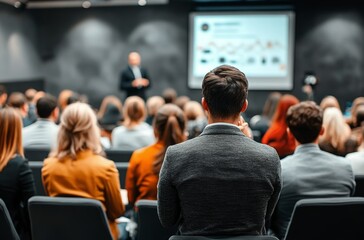 Fototapeta premium Diverse Audience Engaged in Business Presentation at Conference Event