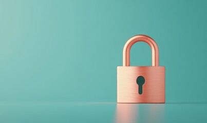 Copper padlock on teal background	