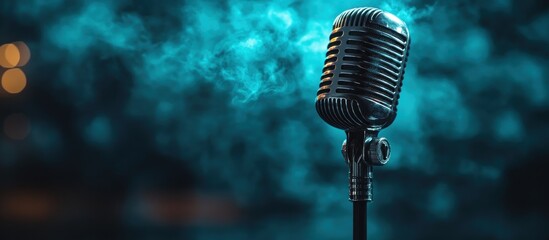 Vintage Microphone in Smoky Atmosphere