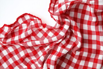 Fototapeta premium Overhead View of Red and White Checkered Tablecloth for Dining and Food Presentation
