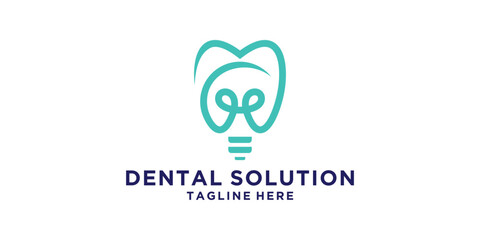 Obraz premium logo design combination dental and lamp,energy light,electric,dental care,toot,symbol,icon,vector,idea,creative.