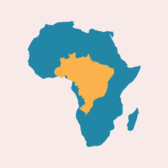 Fototapeta premium Comparison of africas land area to selected contries brazil. Vector illustration