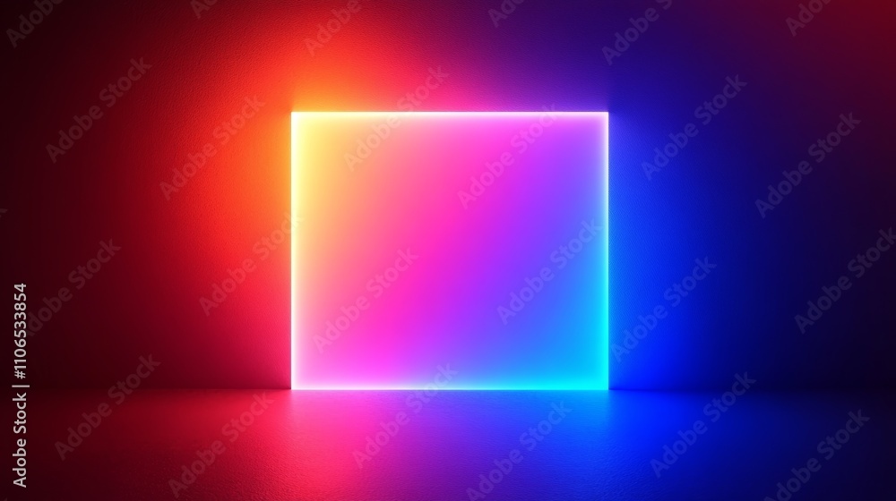 Leinwandbilder abstract neon square with gradient background and glow illumination