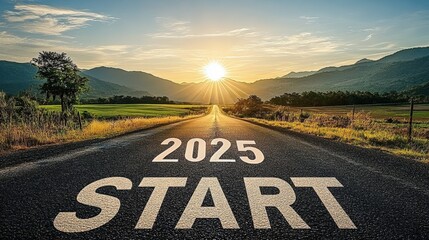 2025 Start New Year Bright Sun Road Challenge Opportunity Strategy Success Future Journey Goals