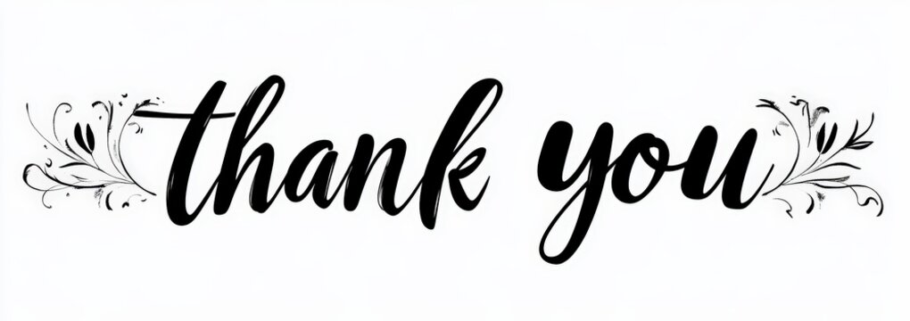 Thank You Cursive Calligraphy Banner Elegant Hand Lettering
