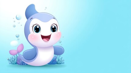 Obraz premium Happy Cartoon Aquatic Character Smiling in Vector Style