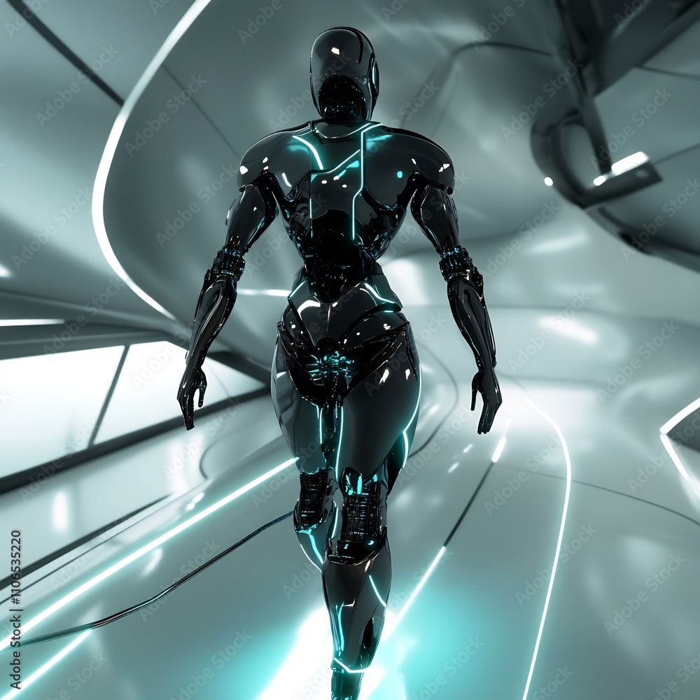 Aufkleber futuristic robotic exoskeleton design featuring lightweight materials and glowing energy flows set i