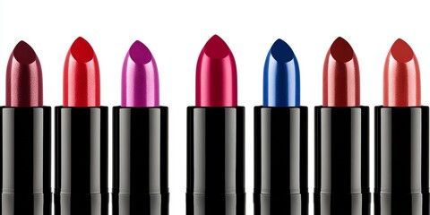 Vibrant Lipstick Collection on White Background - Close-Up